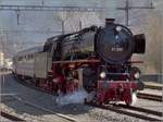 IGE-Abschiedsfahrt vom  Blauen Fernschnellzug . 

01 202 bei der Durchfahrt von Reuchenette-Péry. März 2019.