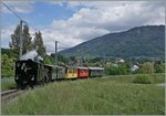 Die BFD HG 3/4 N° 3 erreicht mit ihrem Rivera Belle Epoque Zug Château d'Haute Ville.