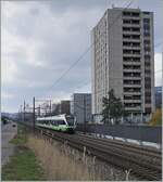 Die durch die baubedingte, mehrmonatige Streckensperre zwischen Neuchâtel und La Chaux de Fond nicht mehr benötigten von der TransN gemieteten SBB RABe 523 verkehren teilweise im