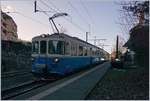 Der MOB ABDe 8/8 mit einem AB als Regionalzug 2209 von Zweisimmen nach Montreux beim Halt in Fontanivent.