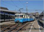 Der MOB ABDe 8/8 4002 VAUD rangiert in Montreux.